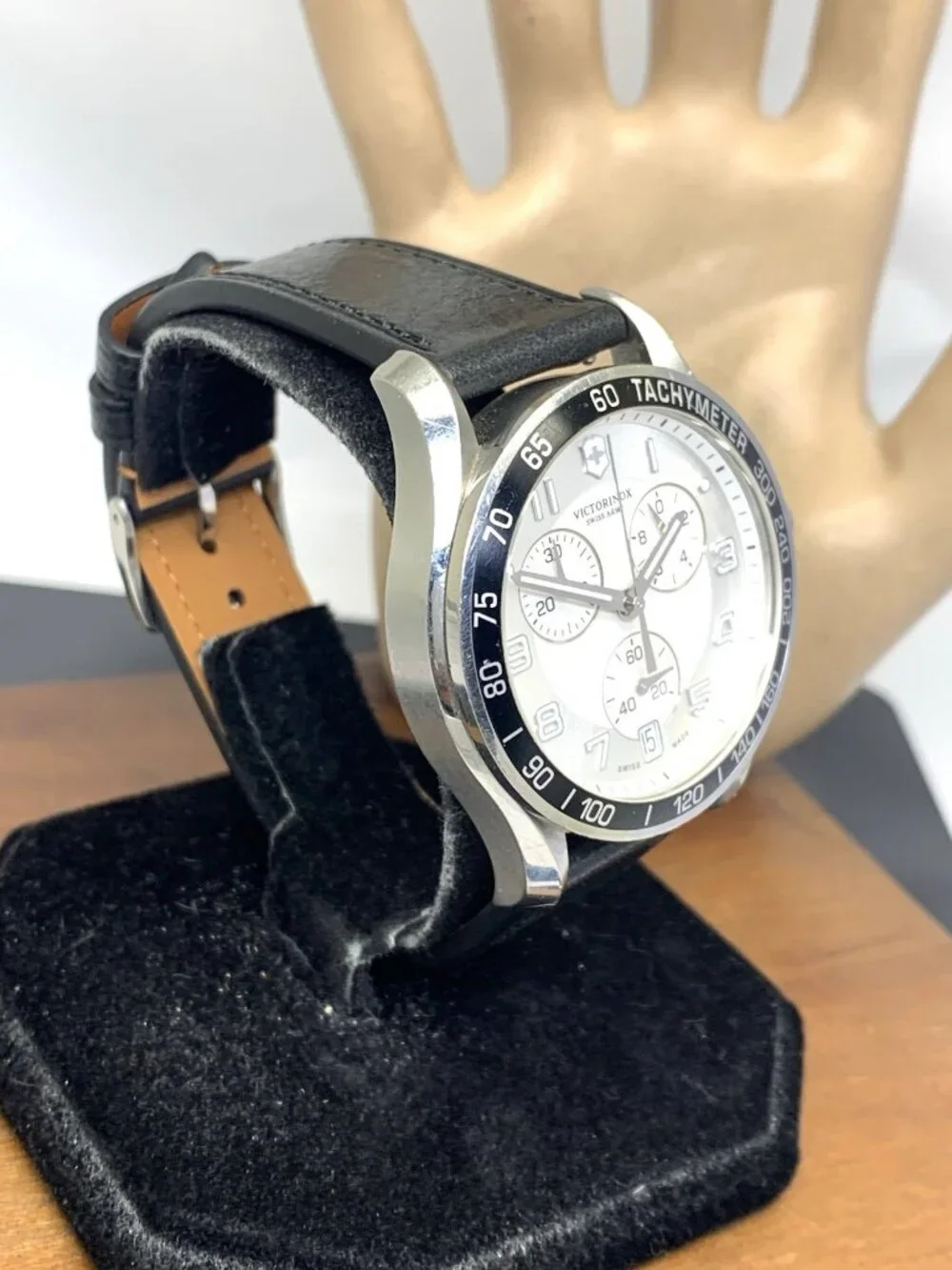 Victorinox Swiss Army Men's Watch 241496 Silver Dial Quartz Leather Strap 40mm